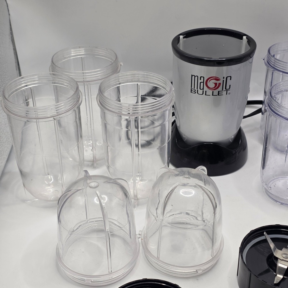 Magic Bullet Personal Blender Silver Black 13 Piece Set Mugs Blades Replacements - Picture 2 of 7